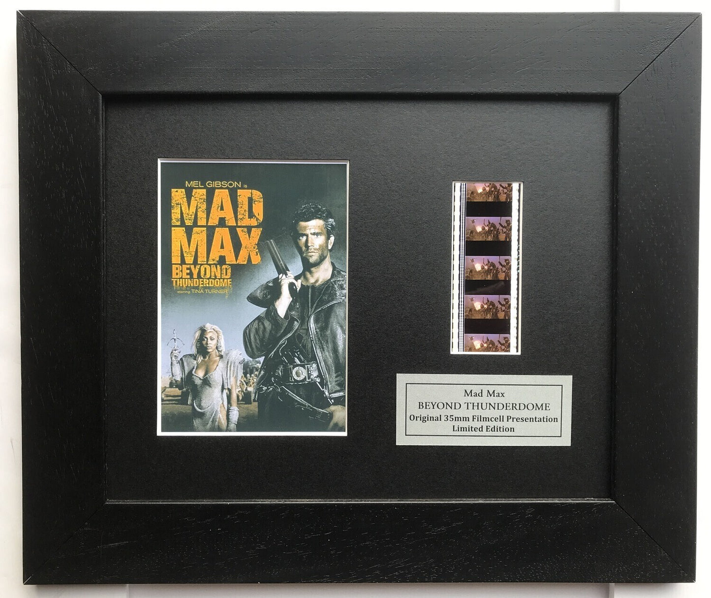 Hand crafted display featuring original 35mm film cells for MAD MAX 3 fans