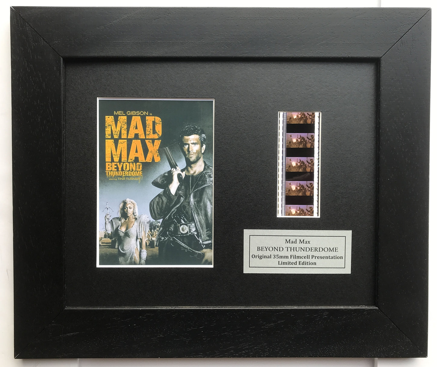 Hand crafted display featuring original 35mm film cells for MAD MAX 3 fans