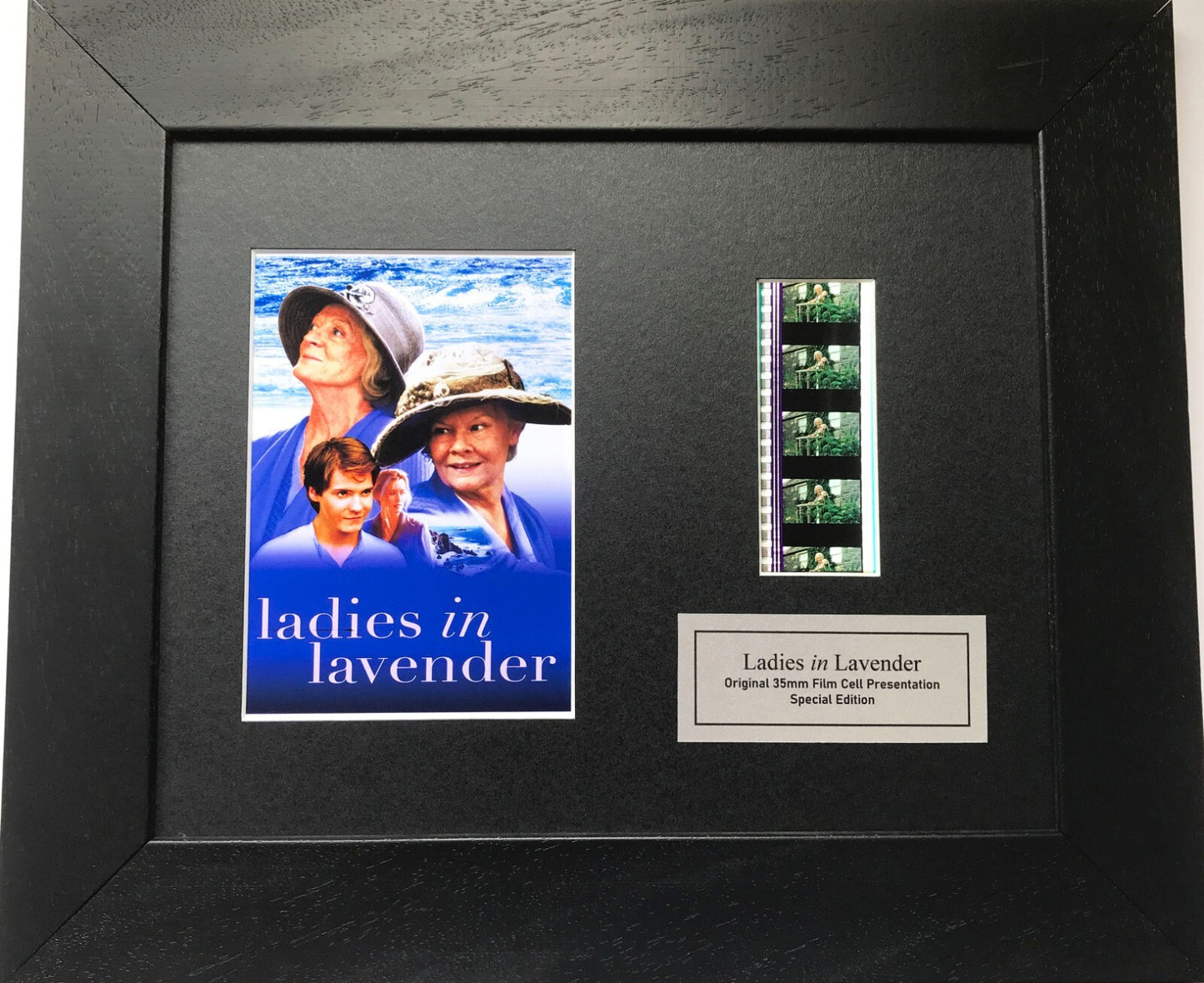 Handmade display featuring original film cells for LADIES in LAVENDER fans v1
