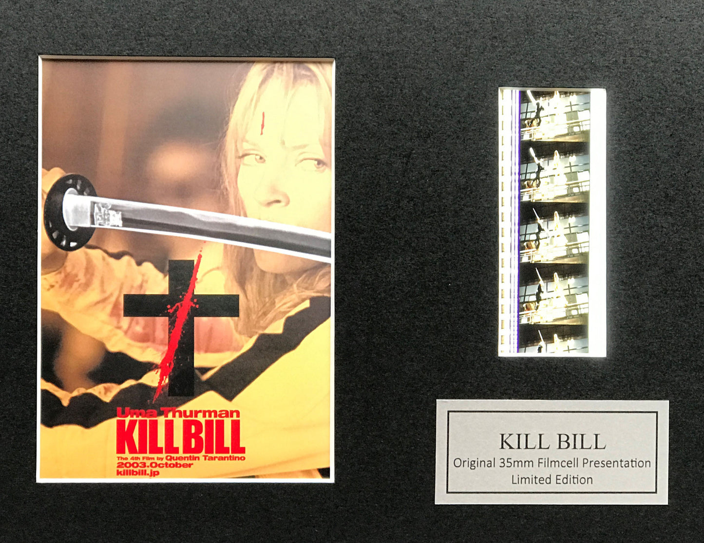 Hand crafted display featuring original 35mm film cells for KILL BILL fans v1