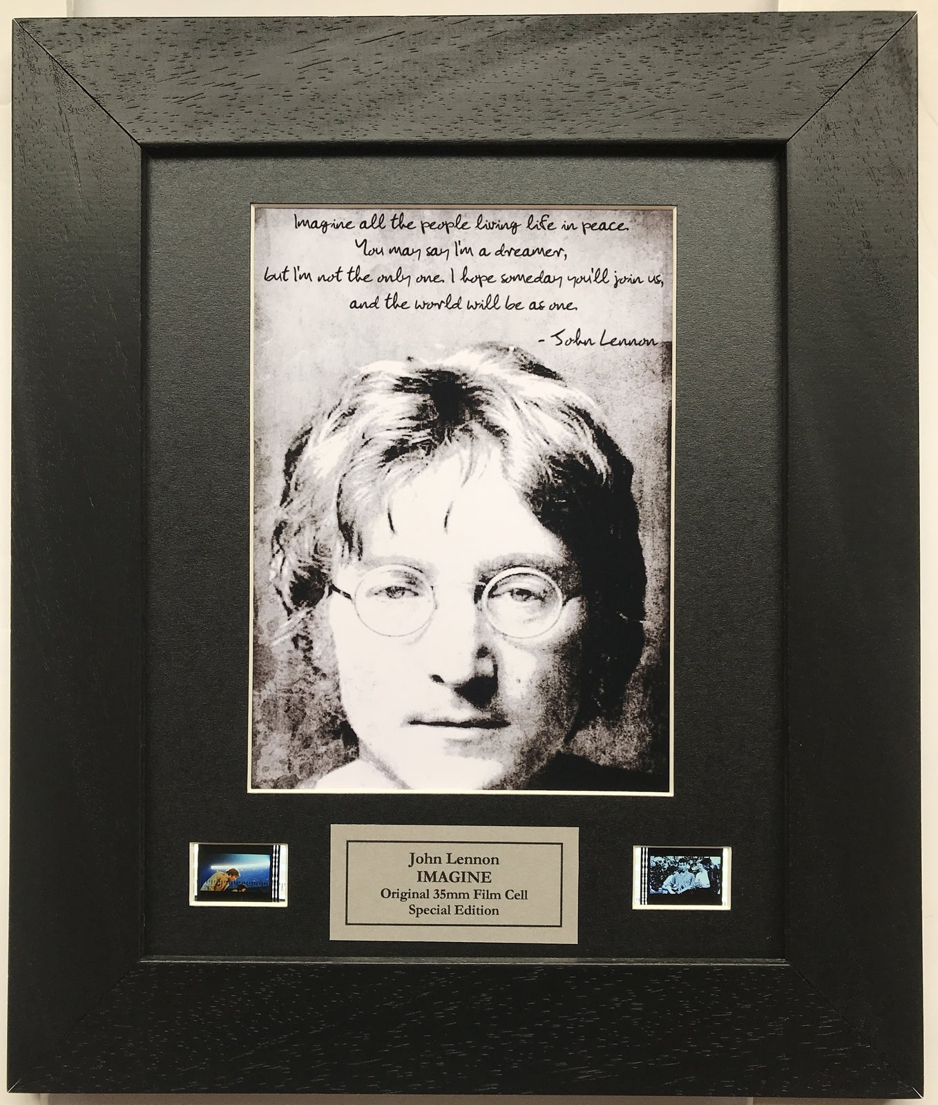 Handmade display featuring original film cells for John Lennon IMAGINE fans v1