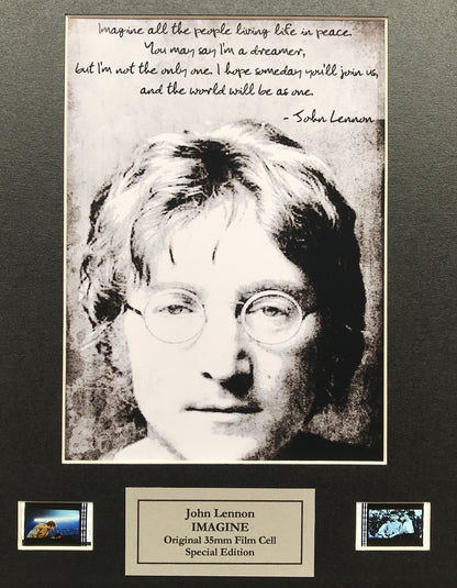 Handmade display featuring original film cells for John Lennon IMAGINE fans v1