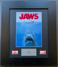 Hand crafted display featuring original 35mm film cells for a JAWS fan + COA