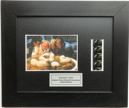 Handmade display featuring original 35mm film cells for JURASSIC PARK 1993 fans