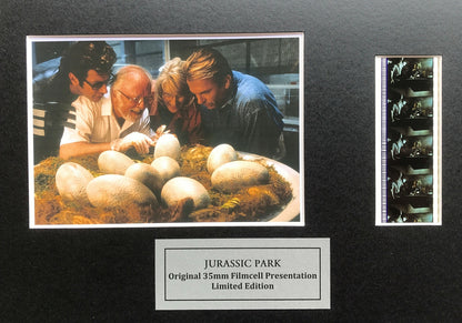 Handmade display featuring original 35mm film cells for JURASSIC PARK 1993 fans