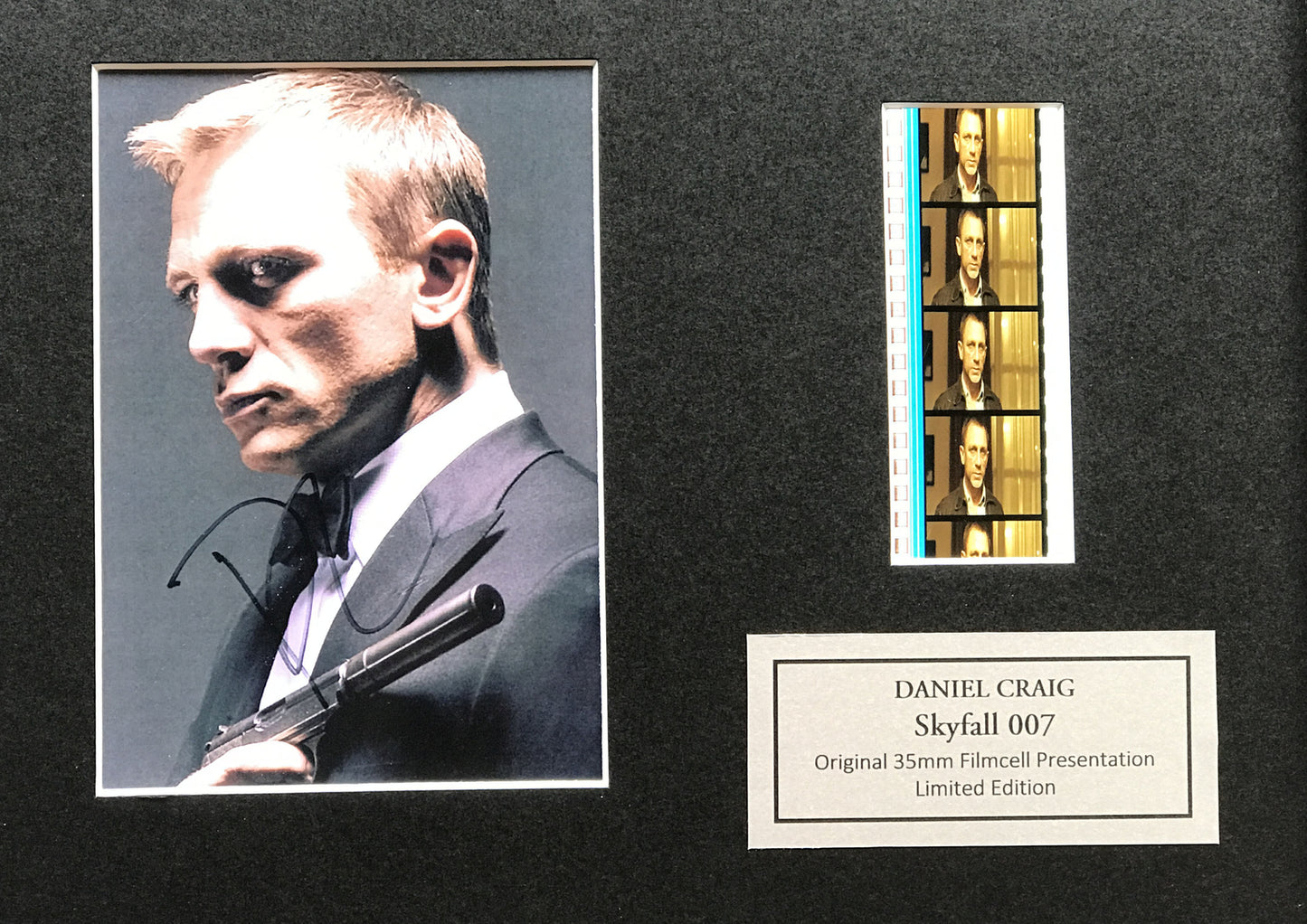 James Bond SKYFALL Original 35mm Film Cells + Signed Repro in Quality Wood Frame