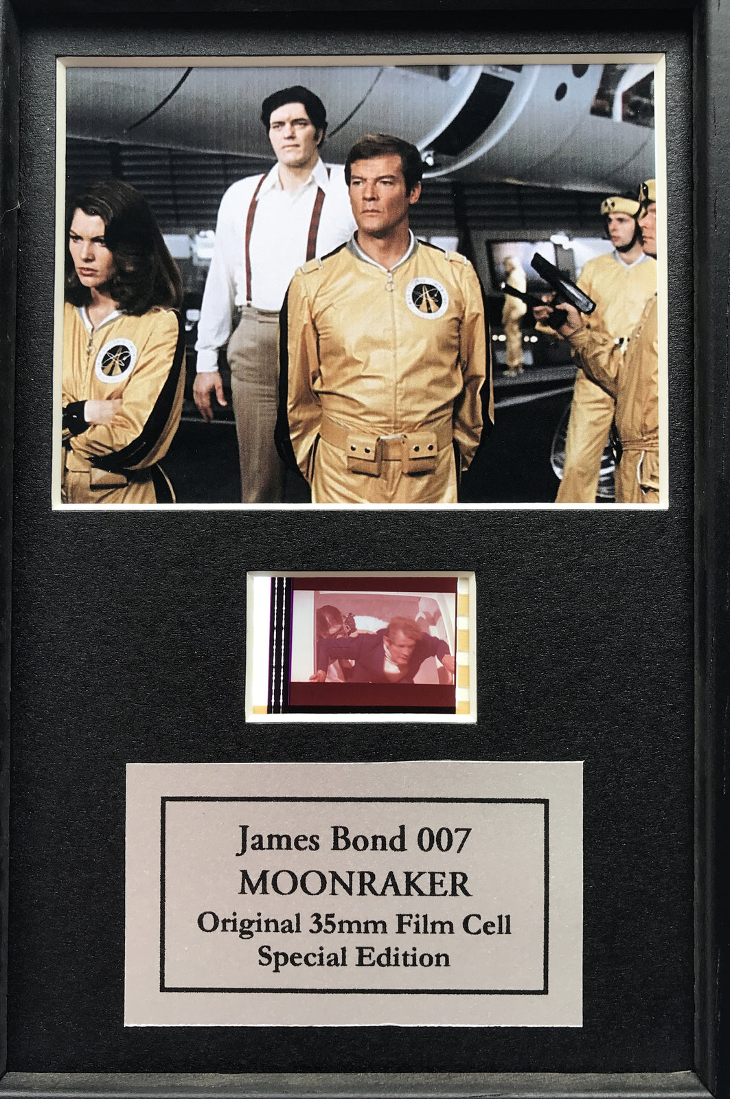 Handmade gift featuring original Mini film cells for James Bond MOONRAKER fans