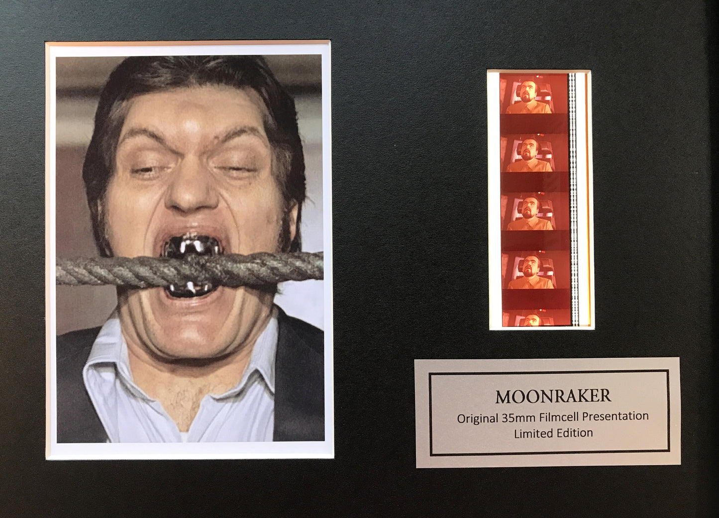 Handmade display featuring original film cells for a James Bond MOONRAKER fan v1