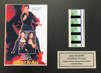Handmade display featuring original film cells for a James Bond Licence To Kill fan