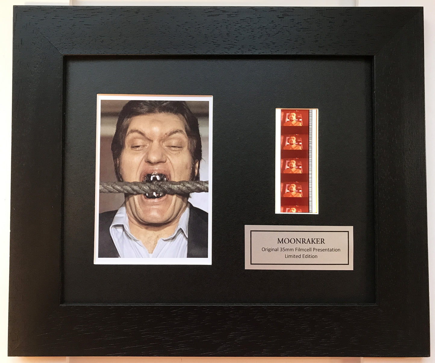 Handmade display featuring original film cells for a James Bond MOONRAKER fan v1