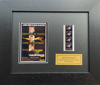 Handmade display featuring original film cells for James Bond GOLDFINGER fans v2