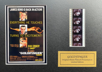 Handmade display featuring original film cells for James Bond GOLDFINGER fans v2