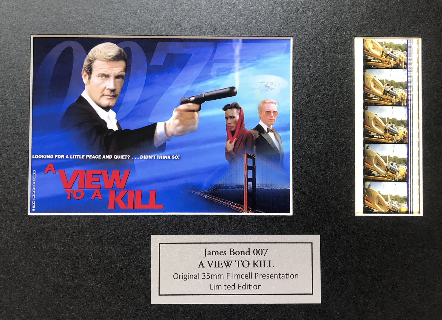Handmade display featuring original filmcells for James Bond A View To Kill fans