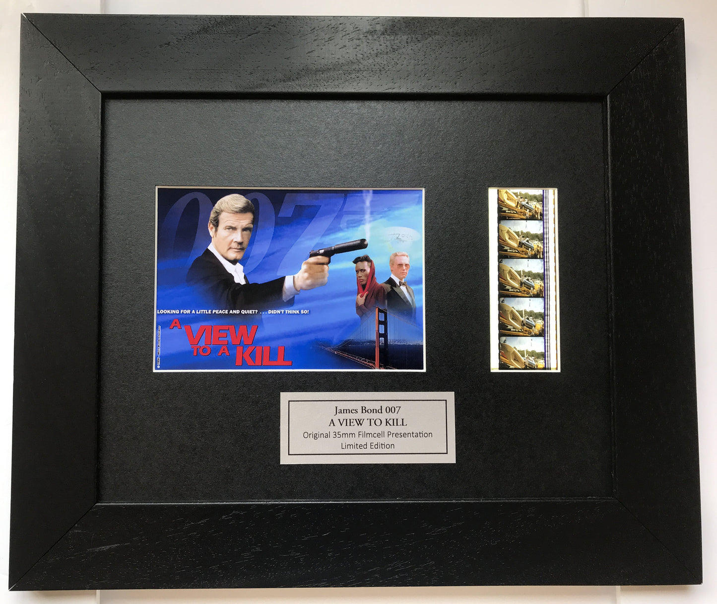 Handmade display featuring original filmcells for James Bond A View To Kill fans