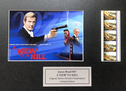 Handmade display featuring original filmcells for James Bond A View To Kill fans