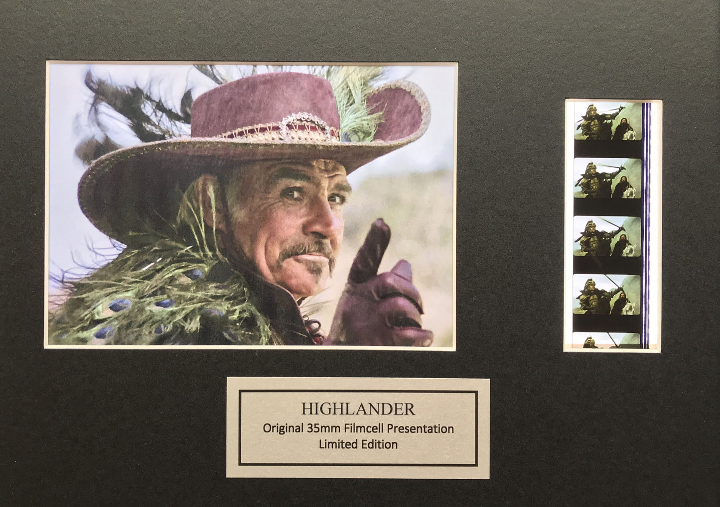 Hand crafted display featuring original film cells for a HIGHLANDER fan + COA v2
