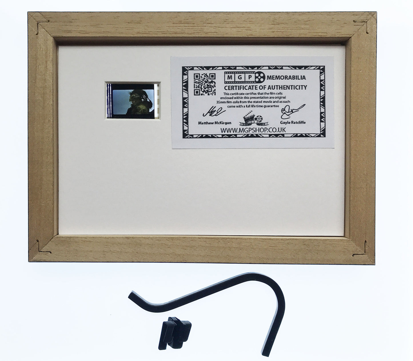 Hand crafted display featuring original film cell for a HIGHLANDER fan + COA
