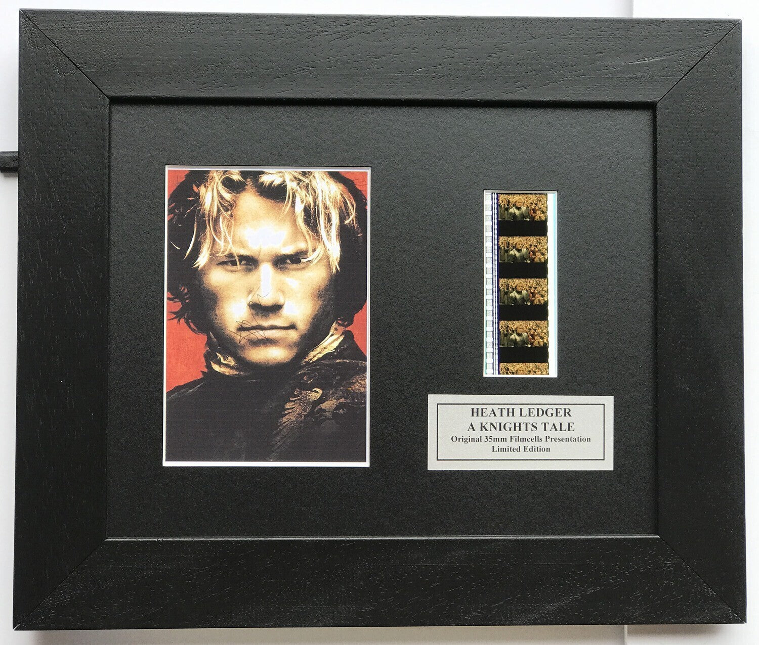 A KNIGHTS TALE (Heath Ledger) Original 35mm film Cell Memorabilia + Signed Repro