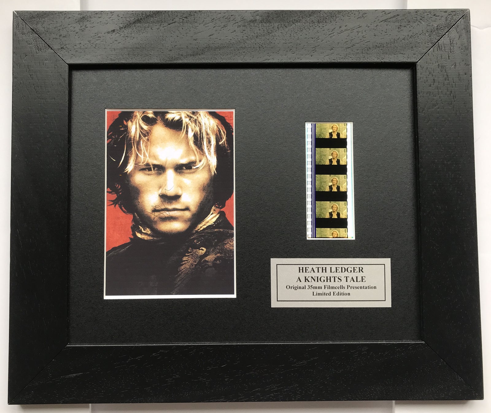 A KNIGHTS TALE (Heath Ledger) Original 35mm film Cell Memorabilia + Signed Repro