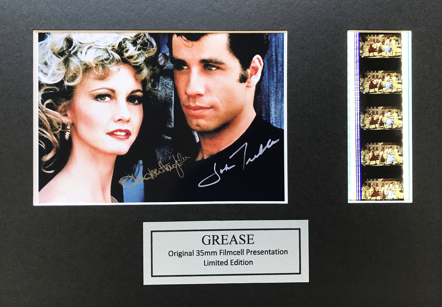 Handmade display featuring original 35mm film cells for a GREASE 1978 fan vSR