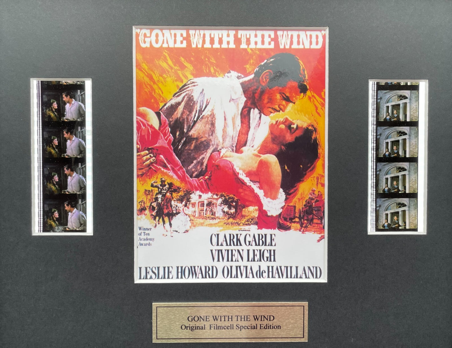 Handmade display featuring original film cells for a GONE with the WIND 1939 fan