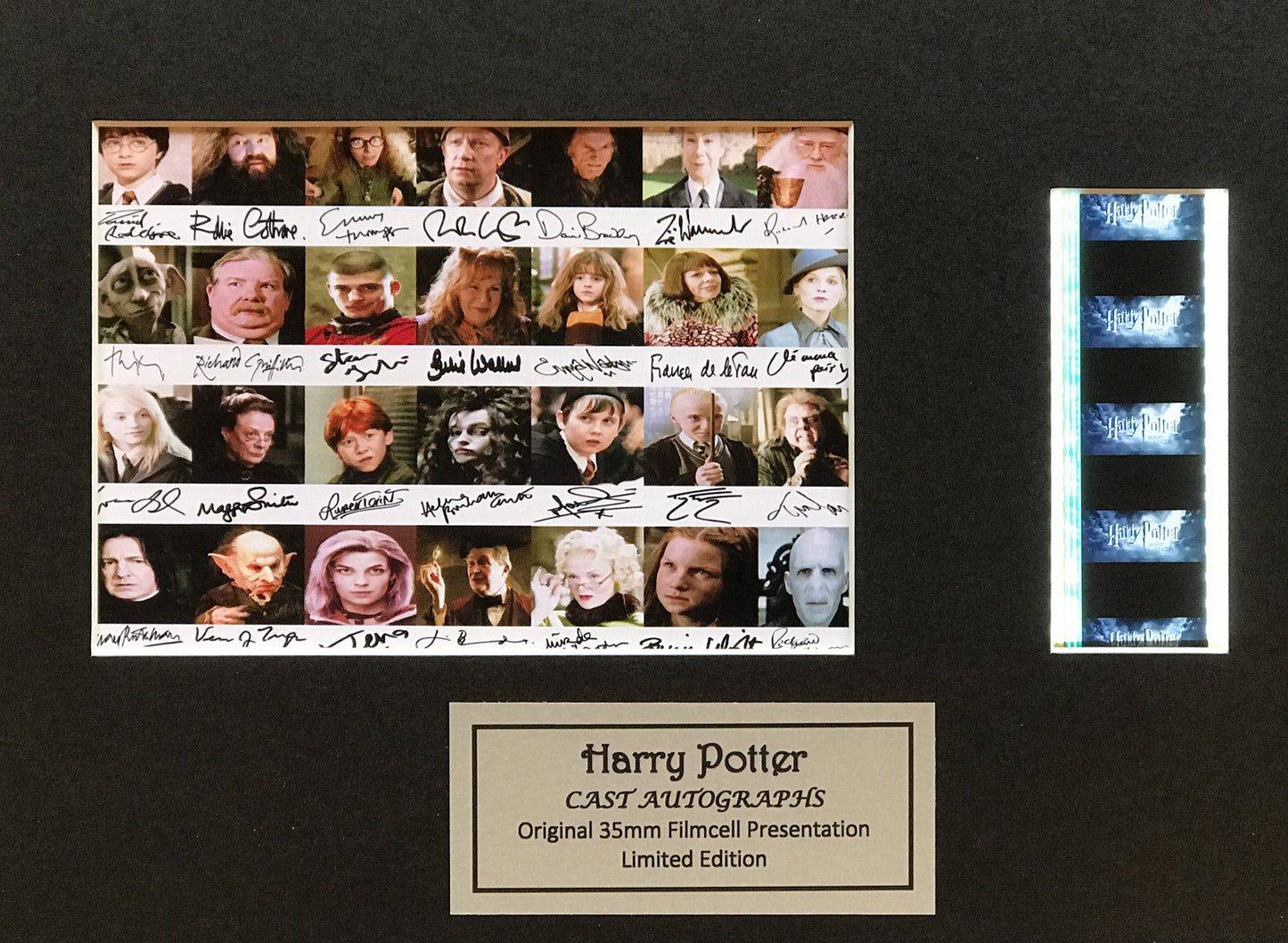 HARRY POTTER Cast Signed Repro + Original 35mm filmcells set in Quality Wood Frame