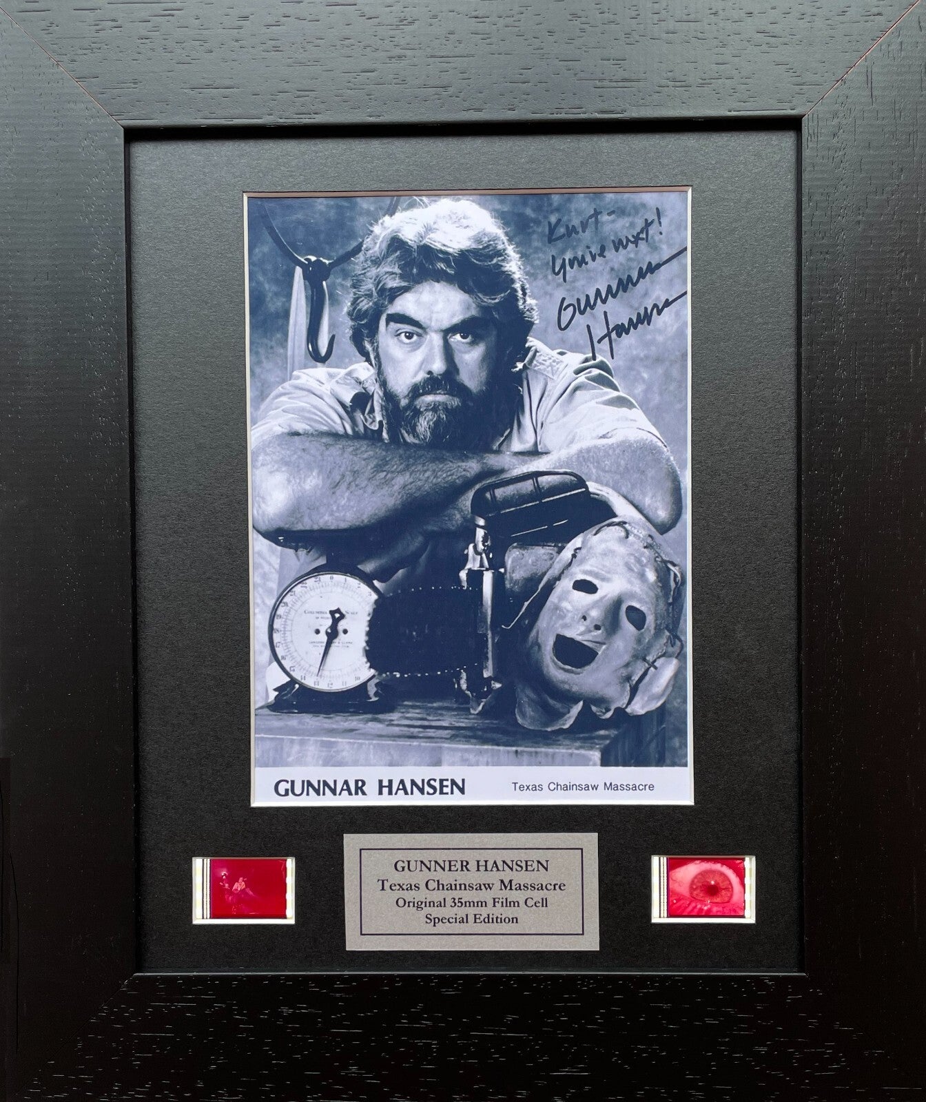 Handmade display featuring original 35mm film cells for GUNNAR HANSEN fans vSR2
