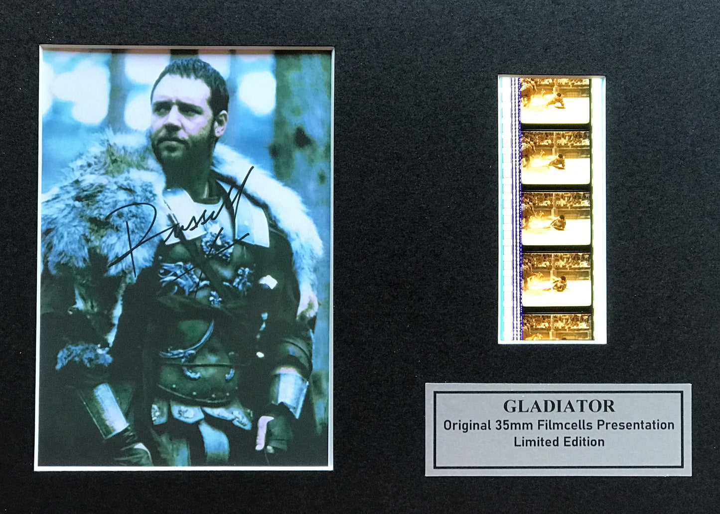 Hand crafted display featuring original 35mm film cells for GLADIATOR fans vSR