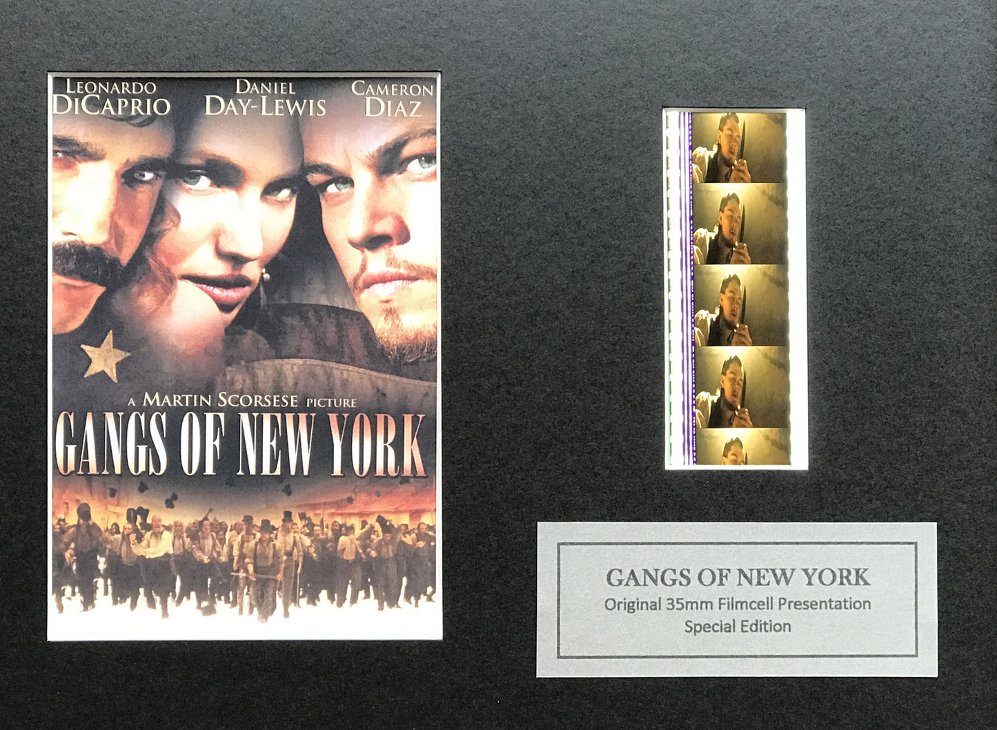 Hand crafted display featuring original film cells for GANGS of NEW YORK fans v1