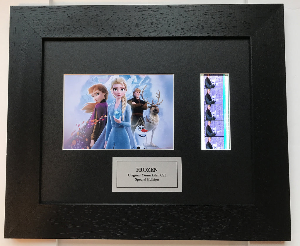Hand crafted display featuring original 35mm film cells for a FROZEN fan + COA