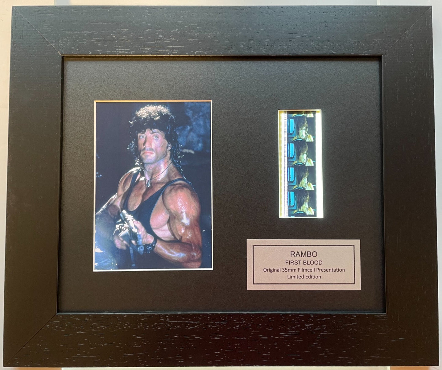 Hand crafted gift featuring original 35mm film cells for SYLVESTER STALLONE fans