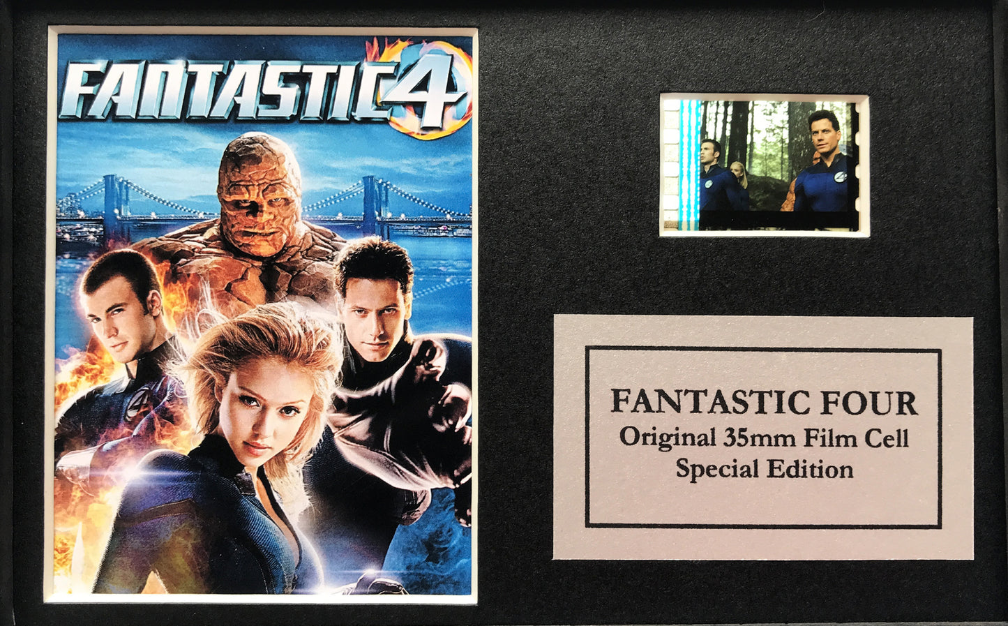 Handmade display featuring original Mini 35mm film cells for FANTASTIC FOUR fans