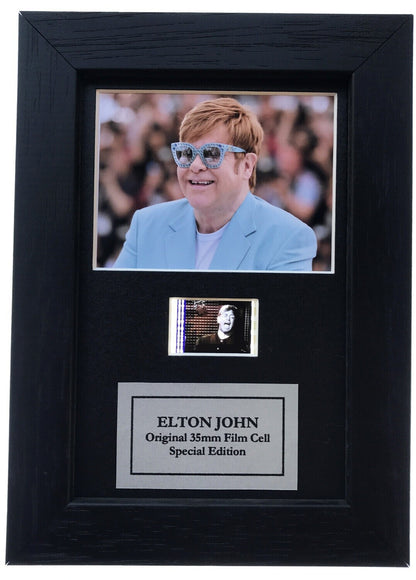 Handmade display featuring original Mini 35mm film cells for ELTON JOHN fans