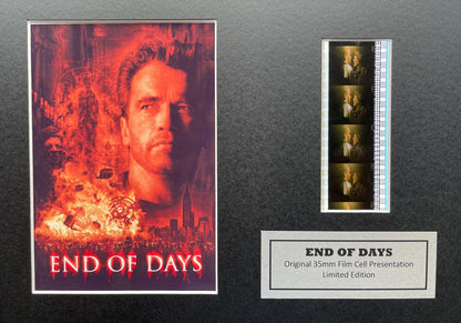 Hand crafted display featuring original 35mm film cells for END OF DAYS 1999 fans