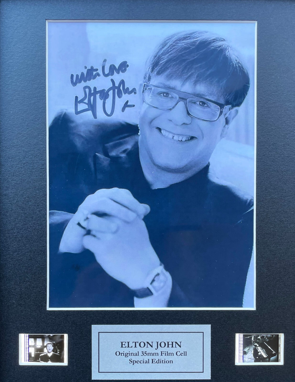 Handmade display featuring original 35mm filmcells for ELTON JOHN fans + COA vSR
