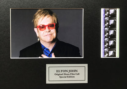 Handmade display featuring original 35mm film cells for ELTON JOHN fans + COA