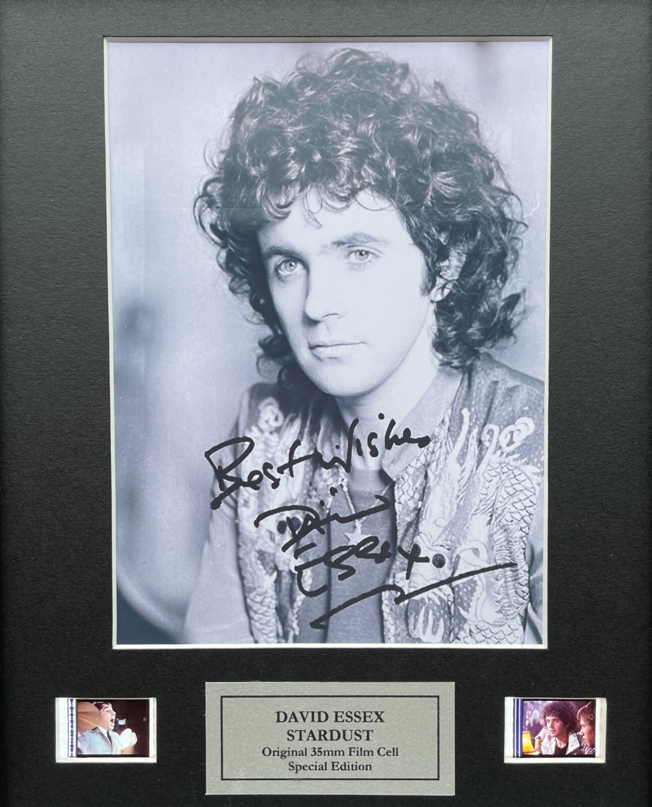 Hand crafted display featuring original 35mm film cells for a DAVID ESSEX fan
