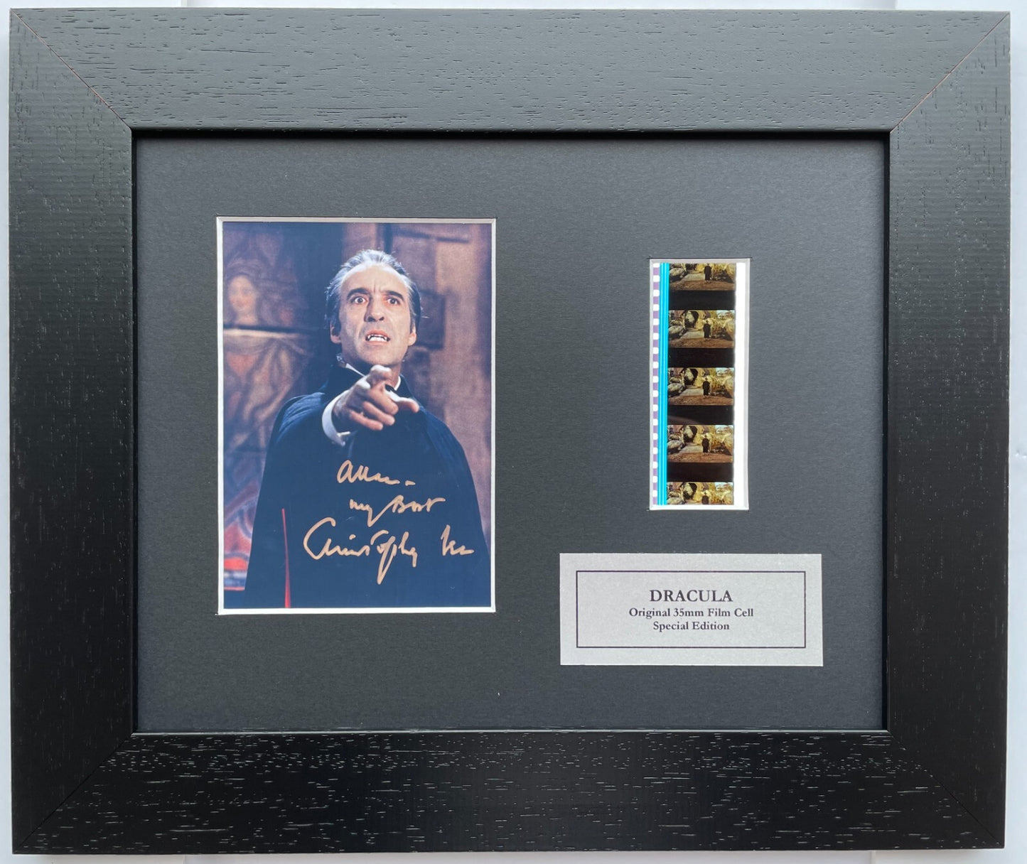 DRACULA 1958 Original 35mm Film Cells set in Quality Wood Frame + Signed Repro