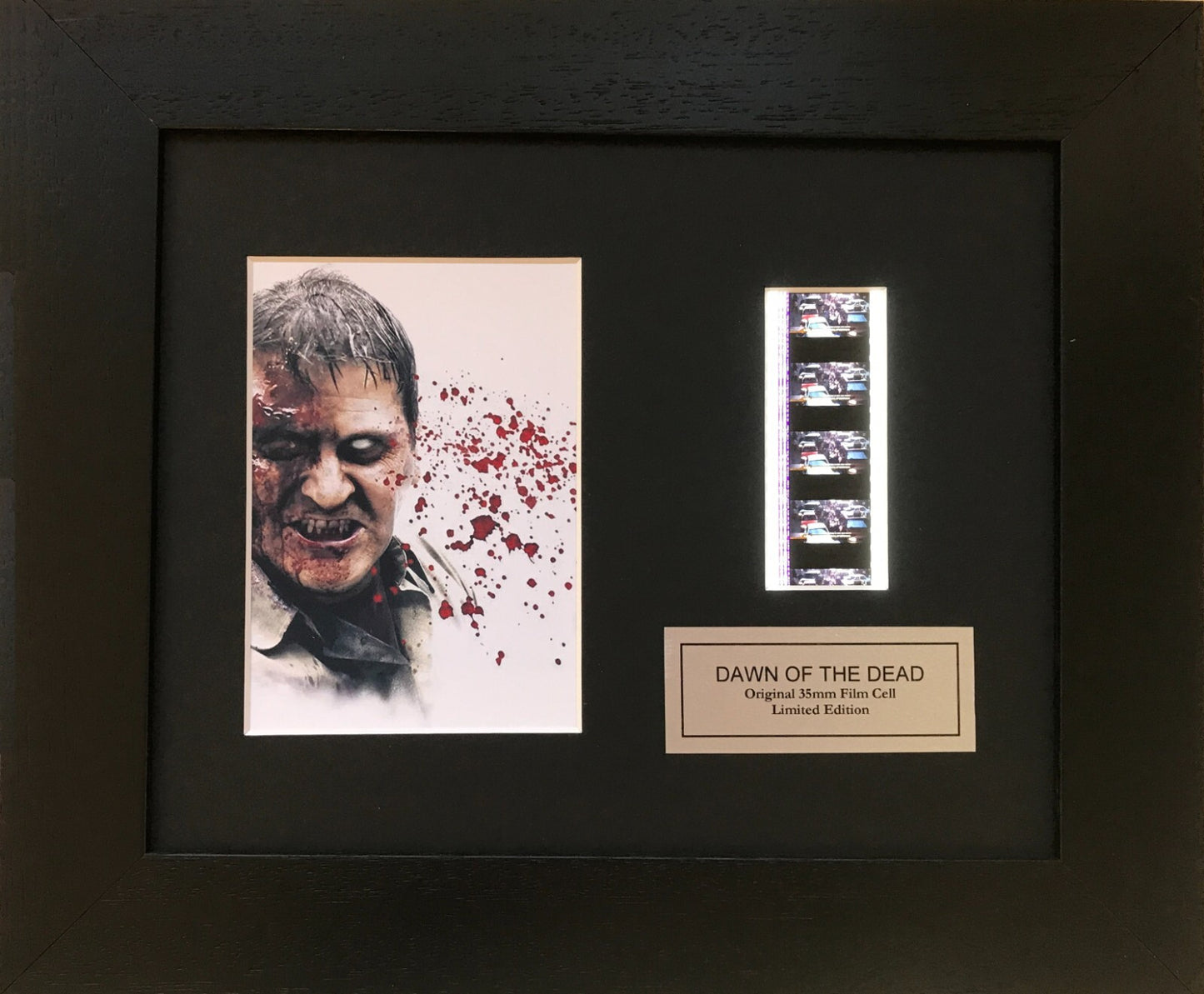Handmade display featuring original 35mm filmcells for a DAWN of THE DEAD fan v1
