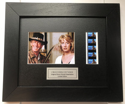 Hand crafted display featuring original 35mm filmcells for CROCODILE DUNDEE fans