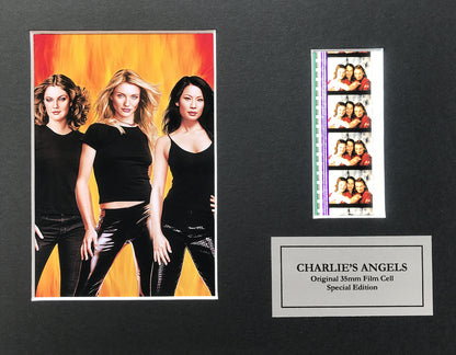 Hand crafted display featuring original 35mm filmcells for CHARLIE'S ANGELS fans