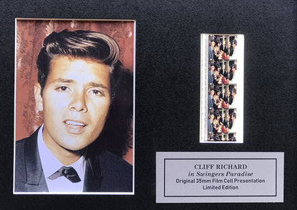 Hand crafted display featuring original 35mm film cells for CLIFF RICHARD fans