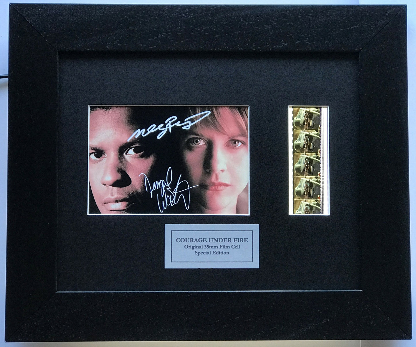 Handmade display featuring original 35mm filmcells for COURAGE UNDER FIRE fan vSR