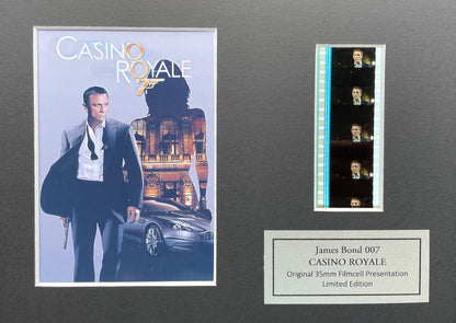 Handmade display featuring original film cells for James Bond CASINO ROYALE fan