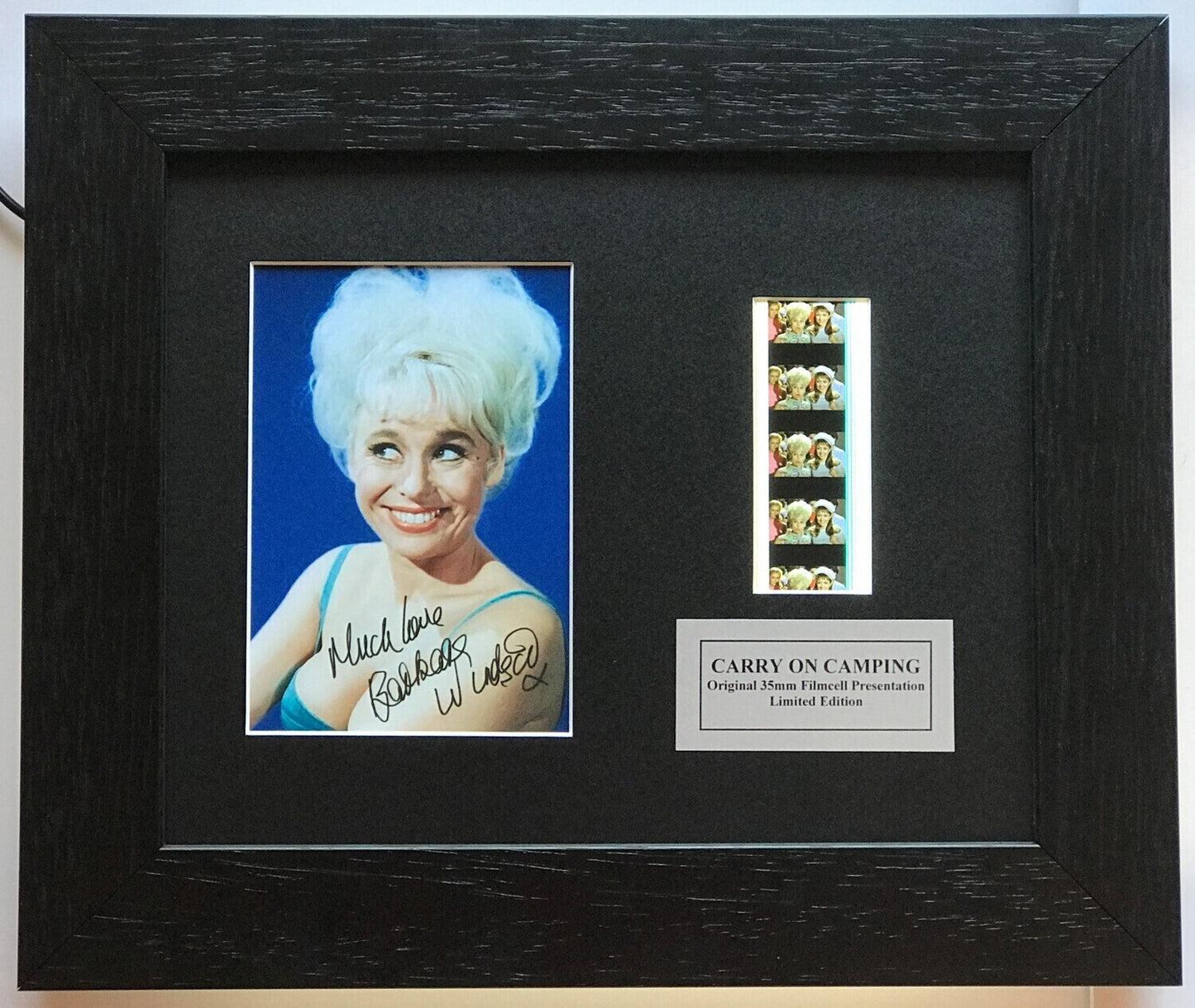 Carry On Camping Signed Repro Original 35mm Film Cells set in Quality Wood Frame