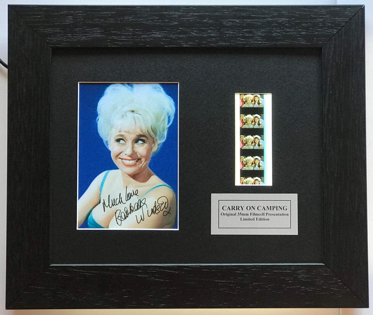 Carry On Camping Signed Repro Original 35mm Film Cells set in Quality Wood Frame