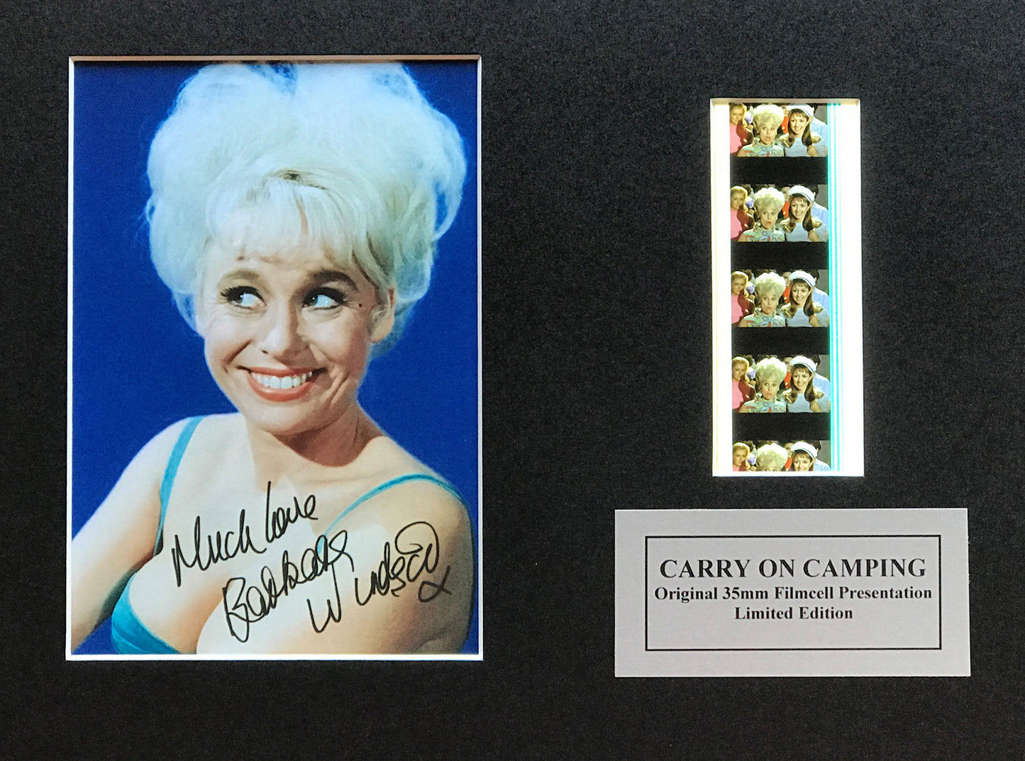 Carry On Camping Signed Repro Original 35mm Film Cells set in Quality Wood Frame