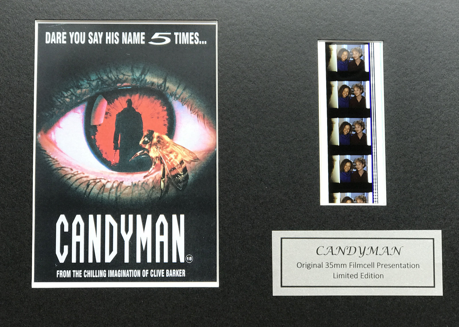 Hand crafted display featuring original 35mm film cells for a CANDYMAN fan v2