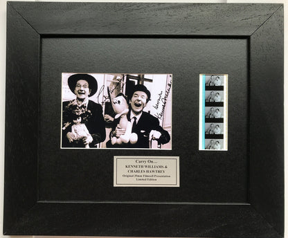 Hand crafted display featuring original 35mm film cells for CARRY ON fans