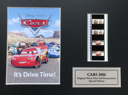 Hand crafted display featuring original film cells for a Cars Movie fan + COA